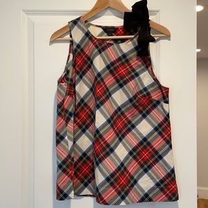 JCrew Plaid Bow Top Size 8